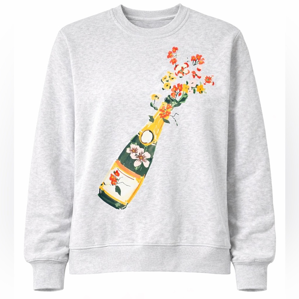 NWT Better Together Women’s Floral Wine Graphic Gray Sweatshirt Medium